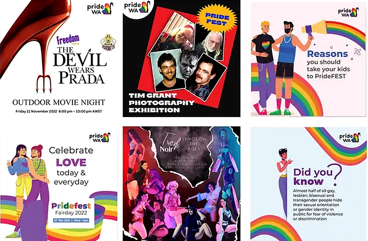 PrideWA six-tile Instagram grid